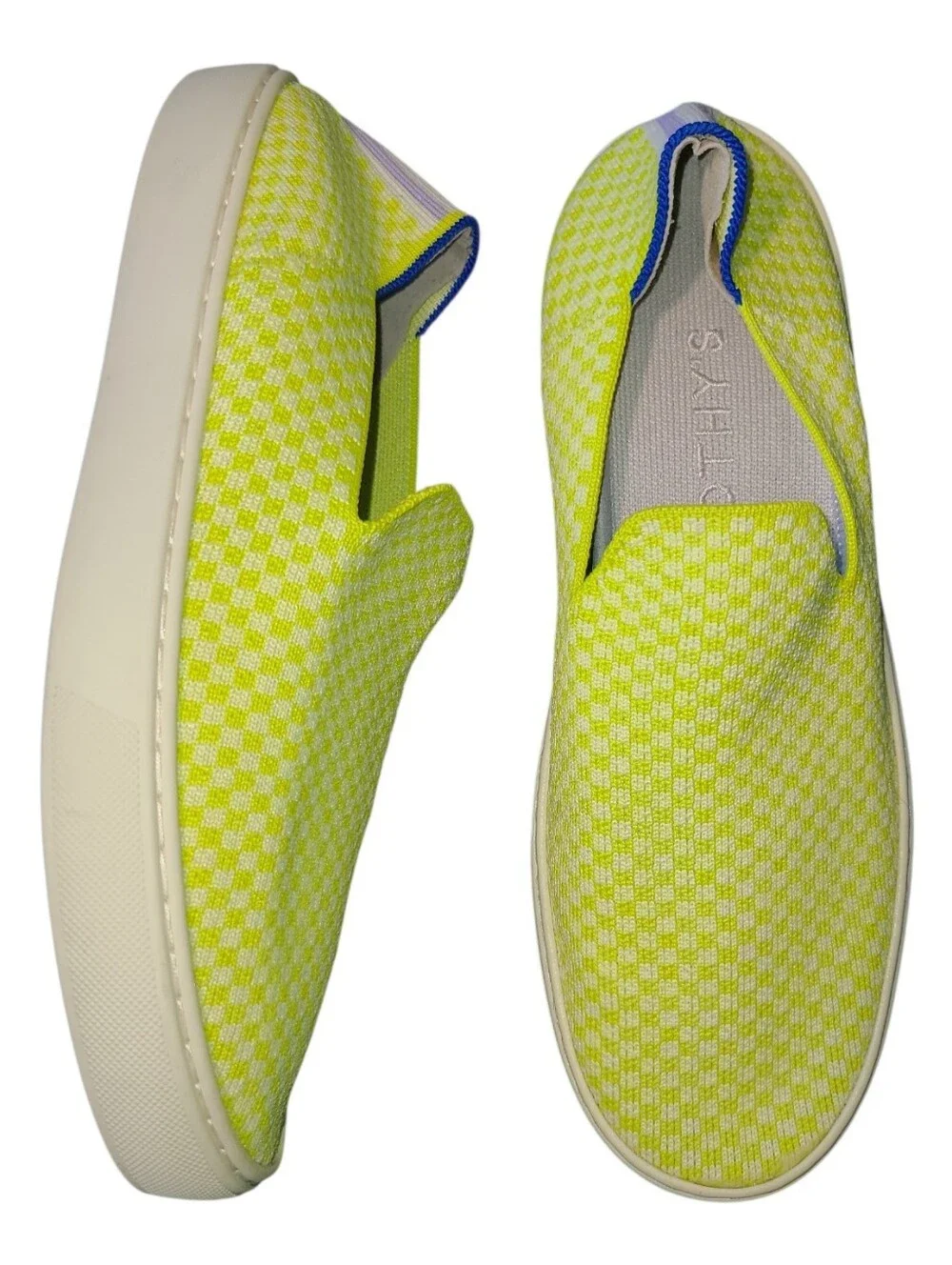Rothy's Slip On Sneakers In Citron Honeycomb Checker Pattern W Size 10